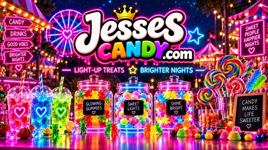 Jesse’s Candy light-up treats glowing at night