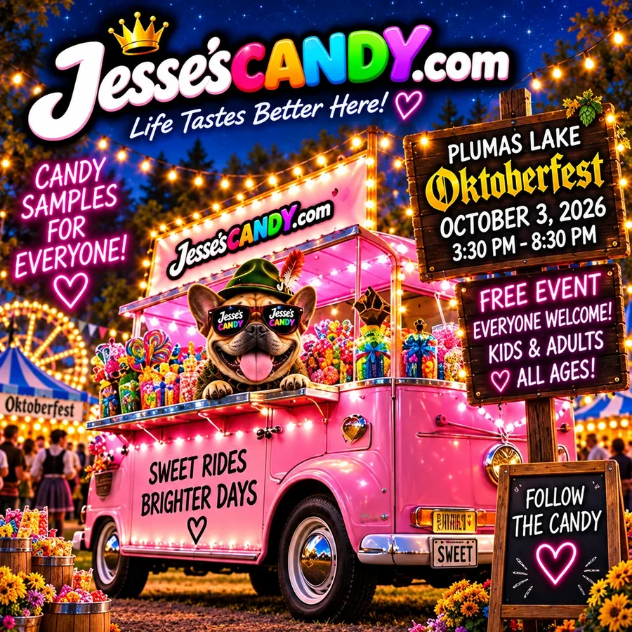 Jesse’s Candy pink truck at Plumas Lake Oktoberfest